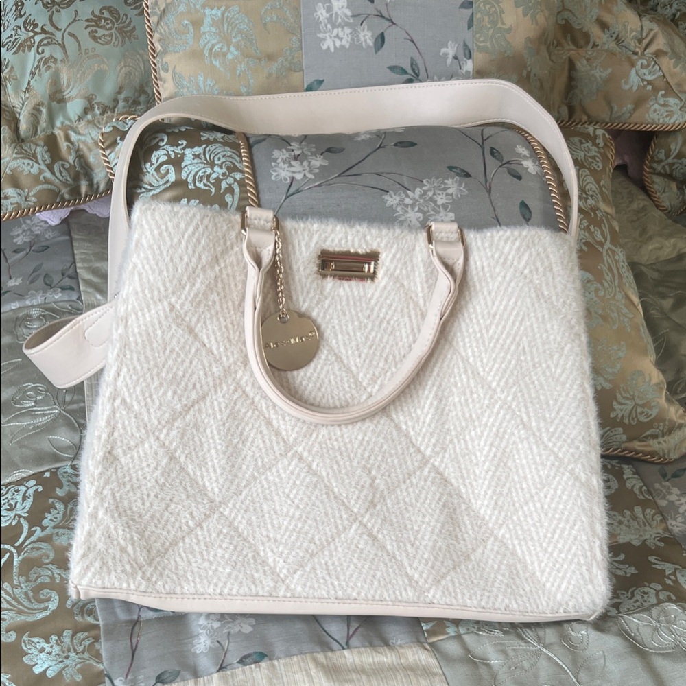 Elegant White Quilted Tote Bag soft to touch.